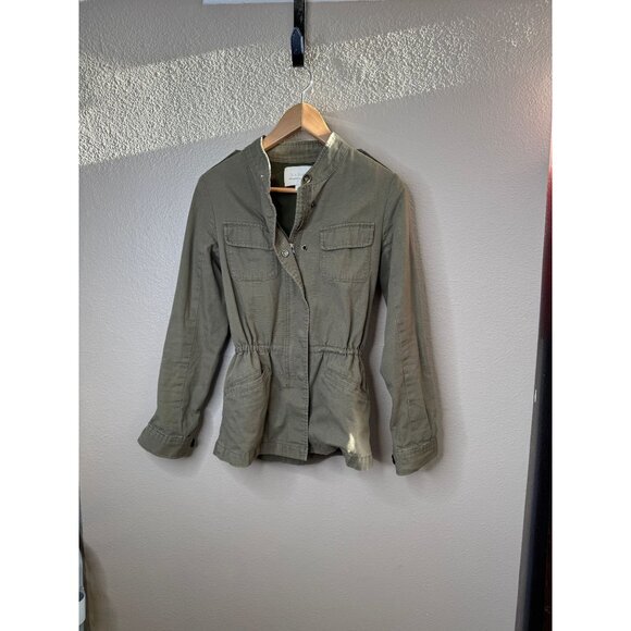 Hinge Women's Olive Green Jacket Size XS long sleeve lightweight 100% cotton - Picture 1 of 11